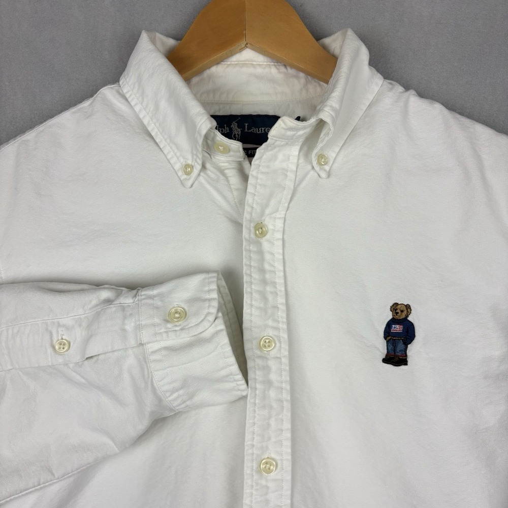 Polo Ralph Lauren Polo Bear Oxford Shirt Men’s Medium White Long Sleeve Button